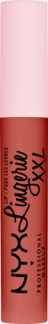 NYX Lingerie XXL płynna matowa szminka, pionowo. Różowa zakrętka i terracotowe opakowanie.