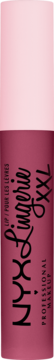 NYX Lingerie XXL płynna pomadka w odcieniu ciemnego różu z jasnoróżową zakrętką, widok pionowy.