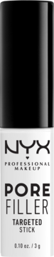 NYX Pore Filler Targeted Stick: biały sztyft z czarną nakrętką, widok z przodu. Baza pod podkład.