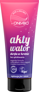 OnlyBio aktywator skrętu w kremie, różowo-fioletowa tubka, do stylizacji fal i loków, widok z przodu.