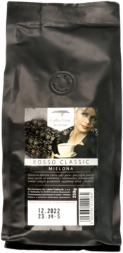 Ciemna paczka mielonej kawy Coffee Time Rosso Classic z etykietą przedstawiającą kobietę z filiżanką, widok z przodu.
