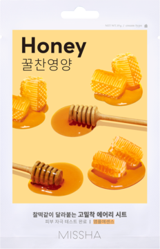 MISSHA Airy Fit ,maska w płachcie, rozświetlająco-odżywcza, Honey,przód