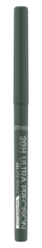 Ciemnozielona kredka CATRICE 20H Ultra Precision Gel Eye Pencil Waterproof, pionowy widok z przodu.