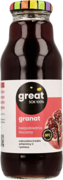 GREAT ,sok z granatu, bezpośrednio tłoczony,przód
