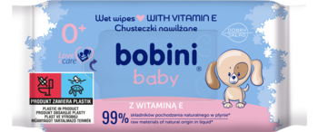 BOBINI Baby ,chusteczki nawilżane z witaminą E,przód