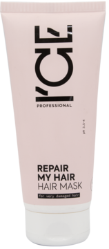 Jasnoróżowa tubka maski ICE Professional Repair My Hair dla włosów zniszczonych, widok z przodu.