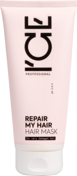 Różowa tubka maski ICE Professional Repair My Hair dla bardzo zniszczonych włosów, widok z przodu.