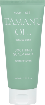 Rated Green Cold Press Tamanu Oil Scalp Pack, miętowa tuba 200ml, z czarną porzeczką, front.