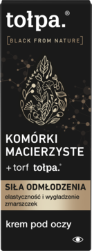 Czarny krem pod oczy Tołpa. Black From Nature, opakowanie z komórkami macierzystymi, torfem, dla odmłodzenia.