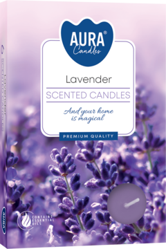 AURA CANDLES ,świece zapachowe, Lawenda,przód