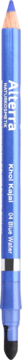 Alterra Khol Kajal Blue Water, niebieska kredka do oczu z gąbeczką, pionowy widok całego produktu.