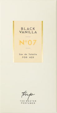 Black Vanilla N°07 The Master Perfumer EDT dla kobiet, białe pudełko z beżową etykietą, widok z przodu.