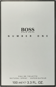 Frontal view of Hugo Boss Number One Eau de Toilette 100ml in a minimalist white rectangular box.