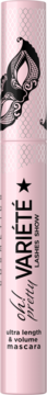 Różowy tusz VARIÉTÉ Oh! Pretty LASHES SHOW do rzęs, przód. Czarna maska i napis ultra length & volume.