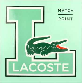 Jasnozielone opakowanie zestawu zapachowego Lacoste Match Point dla mężczyzn, z dużym L i krokodylem.