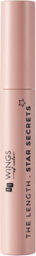 Mascara The Length Star Secrets w cylindrycznej, różowo-złotej tubce z czarnymi napisami, widok z przodu.