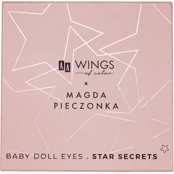 AA Wings of Color x Magda Pieczonka Baby Doll Eyes Star Secrets, różowa paletka cieni z gwiazdami.