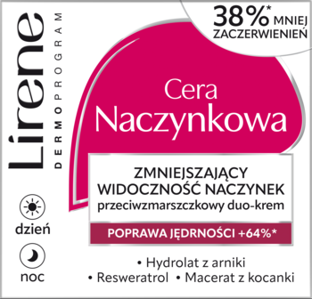 LIRENE Cera Naczynkowa ,krem do twarzy, przeciwzmarszczkowy, redukujący zaczerwienienia, dzień/noc,przód
