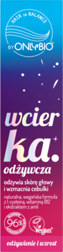 Wcierka odżywcza do włosów OnlyBio Hair in Balance w gradientowej butelce, wzmacnia cebulki, widok z przodu.