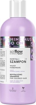 SO!FLOW BY VIS PLANTIS ,szampon do włosów farbowanych, rewitalizujący, zapach słodkiej śliwki i jeżyny,przód