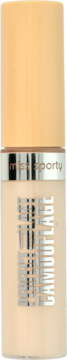 Miss Sporty Perfect To Last Camouflage concealer w płynie, odcień 10. Jasnobeżowa butelka z pomarańczową zakrętką, widok z przodu.