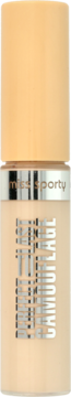 Korektor Miss Sporty Perfect To Last Camouflage, odcień 30, w beżowej butelce z jasnym wieczkiem, widok z przodu.