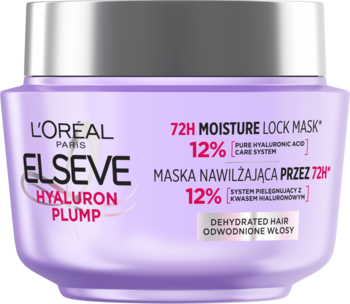 L'ORÉAL PARIS ELSEVE Hyaluron Plump ,maska do włosów, nawilżająca, 72H, Kwas Hialuronowy, włosy odwodnione,przód