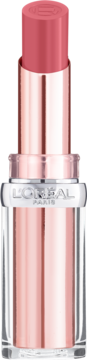 L'Oréal Paris Glow Paradise: różowa pomadka-balsam, nawilżająca, w przezroczystej tubce z wysuniętą szminką.