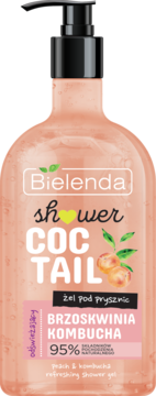 BIELENDA Shower Coctail ,żel pod prysznic, odświeżający, Brzoskwinia i Kombucha,przód
