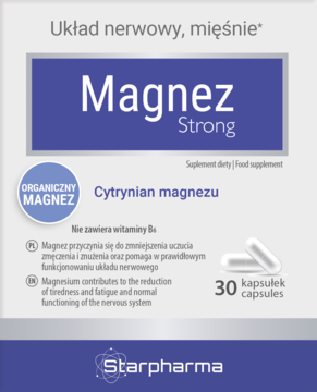 STARPHARMA MAGNEZ STRONG ,kapsułki, Cytrynian magnezu, suplement diety,przód