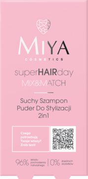 MIYA COSMETICS superHAIRday ,suchy szampon do włosów, puder do stylizacji, 2w1,przód