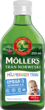 MÖLLER'S Tran Norweski Mój Pierwszy Tran,tran, powyżej 4. tygodnia życia, suplement diety,przód