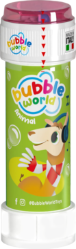 Zielone bańki mydlane Bubble World Animal z lamą w słuchawkach, skill game na zakrętce, widok z przodu.