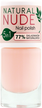 Ados Natural Nude lakier do paznokci 5w1 w szklanej butelce, jasnoróżowy odcień, 77% składników naturalnych.