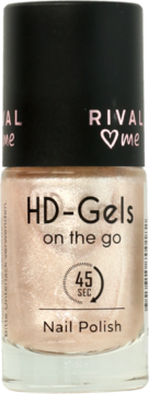 Rival me HD-Gels Nail Polish, shimmery light rose gold shade, black cap, 45 sec quick-dry.