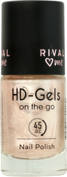 Rival me HD-Gels Nail Polish, shimmery light rose gold shade, black cap, 45 sec quick-dry.