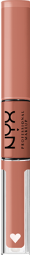 NYX Professional Makeup, dwustronna pomadka w płynie w odcieniu brudnego różu, z sercem na dole, widok z przodu.