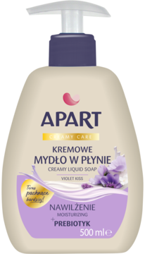 Apart Creamy Care kremowe mydło w płynie Violet Kiss 500ml, nawilżające z prebiotykiem, beżowa butelka.