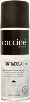 Coccine ANTIACQUA spray do impregnacji obuwia i tkanin, czarno-biała butelka z teksturą, widok z przodu.