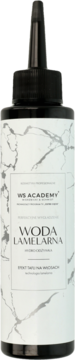WS ACADEMY Woda Lamelarna, czarna butelka z białą etykietą o marmurowym wzorze, widok z przodu.