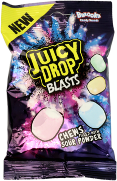 JUICY DROP,cukierki do żucia, z kwaśnym środkiem,przód