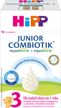 HIPP Junior Combiotik ,produkt na bazie mleka dla małych dzieci po 1. roku, 3,przód