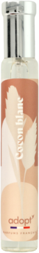 Adopt' Cocon Blanc woda perfumowana dla kobiet w szklanej butelce z jasnobrązową etykietą i srebrną nakrętką, widok z przodu.