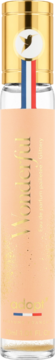 Adopt' Wonderful woda perfumowana, smukła butelka z brokatowym płynem, złotą nakrętką i flagą francuską.