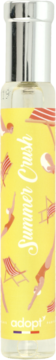 Adopt' Summer Crush woda perfumowana, owocowa, w szklanej butelce z żółtą etykietą i letnimi ilustracjami.