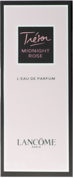 Woda perfumowana Lancôme Trésor Midnight Rose w jasnoróżowym opakowaniu, widok z przodu.