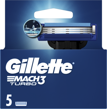 GILLETTE Mach 3 Turbo,wkłady do maszynki do golenia, 3-ostrzowe, dla mężczyzn,przód