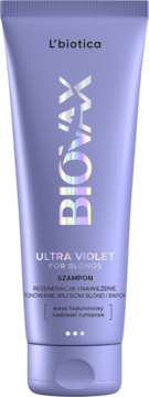 L'BIOTICA BIOVAX Glamour Ultra Violet for Blond,szampon do włosów blond i siwych, intensywnie regenerujący i tonujący,przód