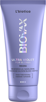 L'BIOTICA BIOVAX Glamour Ultra Violet for Blond,maska do włosów blond i siwych, intensywnie regenerująca i tonująca,przód
