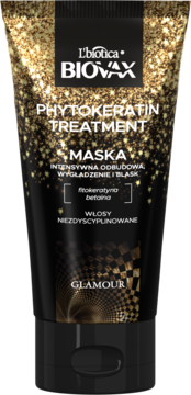 L'BIOTICA BIOVAX Glamour Phytokeratin Treatment,maska do włosów, intensywna odbudowa, wygładzenie i blask,przód